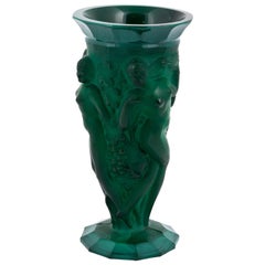 Malachite Art Deco Glass Vase