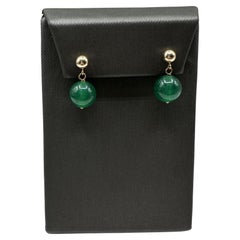 Boucles d
oreilles pendantes Ball and Ball en or jaune 14kt - Pierres de 10mm, New