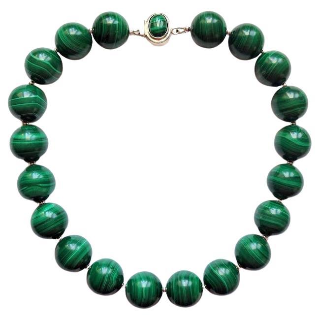 Malachite Beaded Necklace with Malachite Clasp