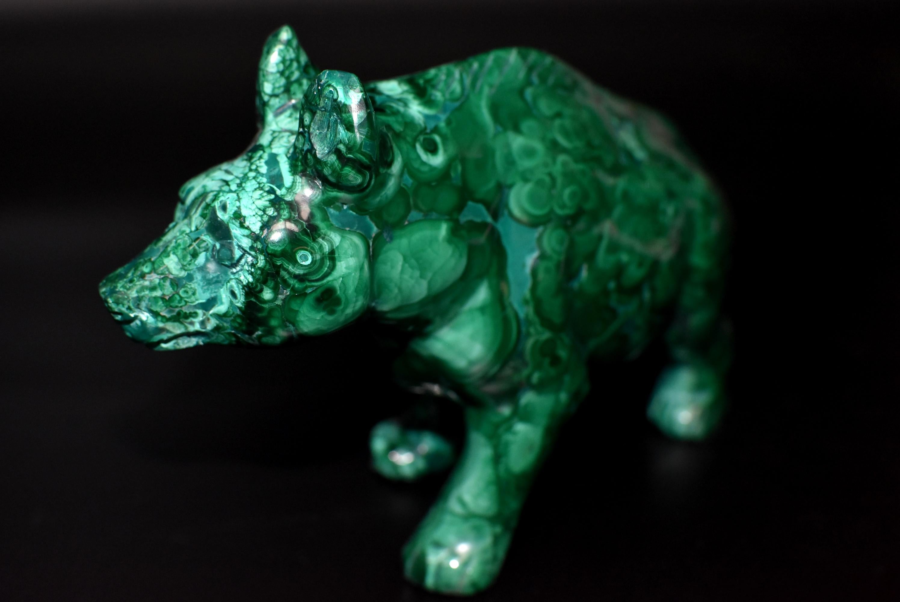 Malachite Bear Sculpture 2 Lb All Natural 1st Grade 2