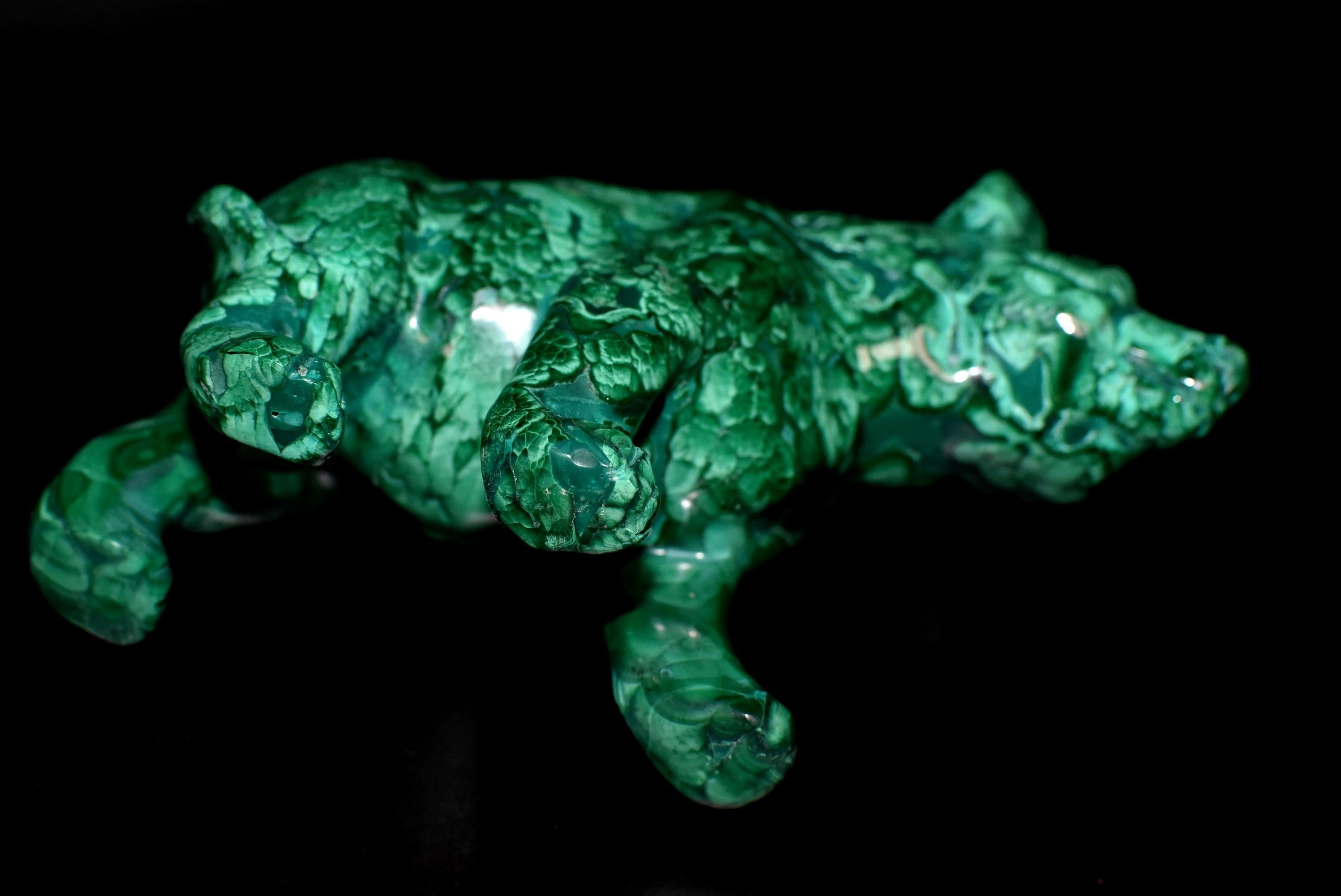 Malachite Bear Sculpture 2 Lb All Natural 1st Grade 11