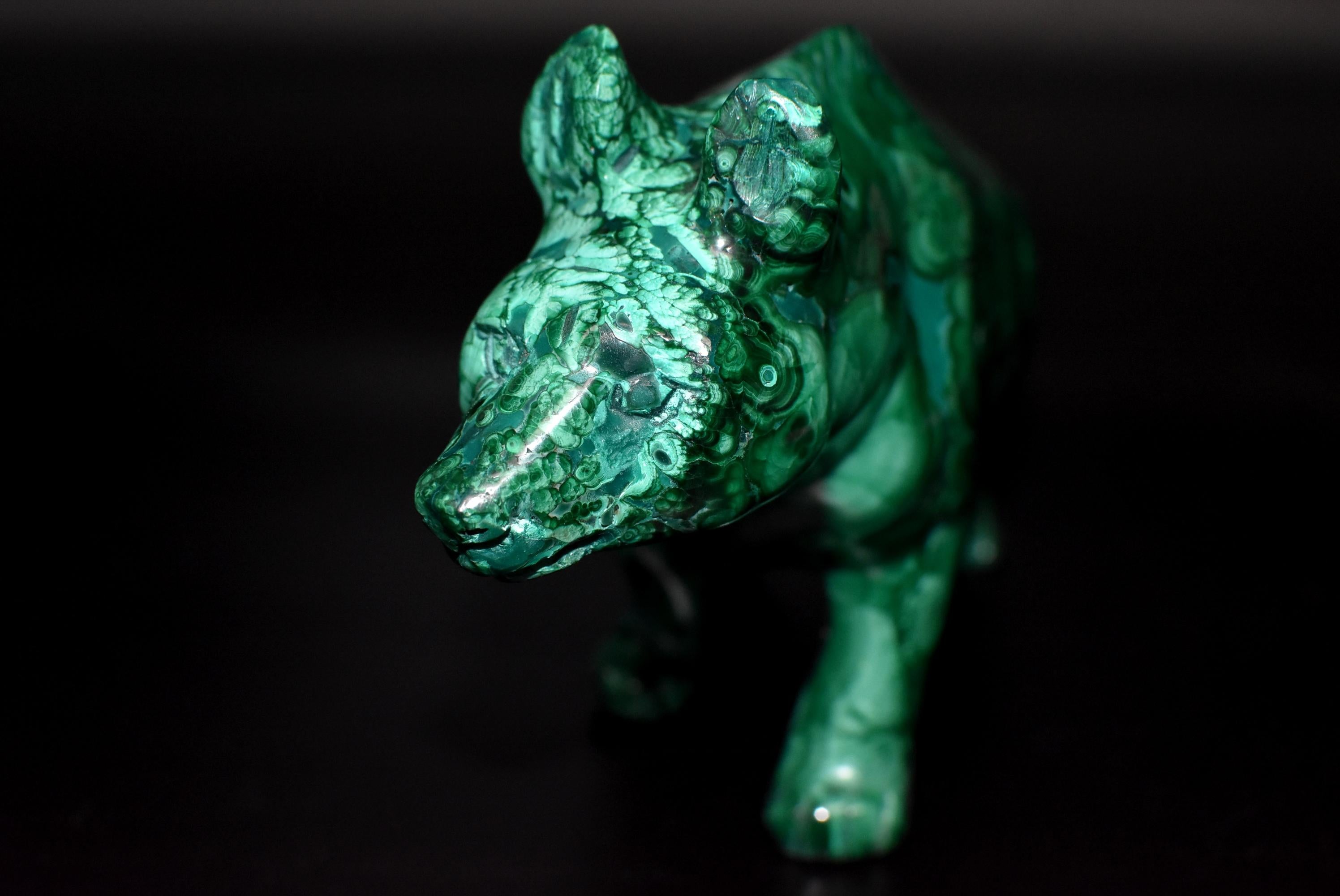 Malachite Bear Sculpture 2 Lb All Natural 1st Grade 12