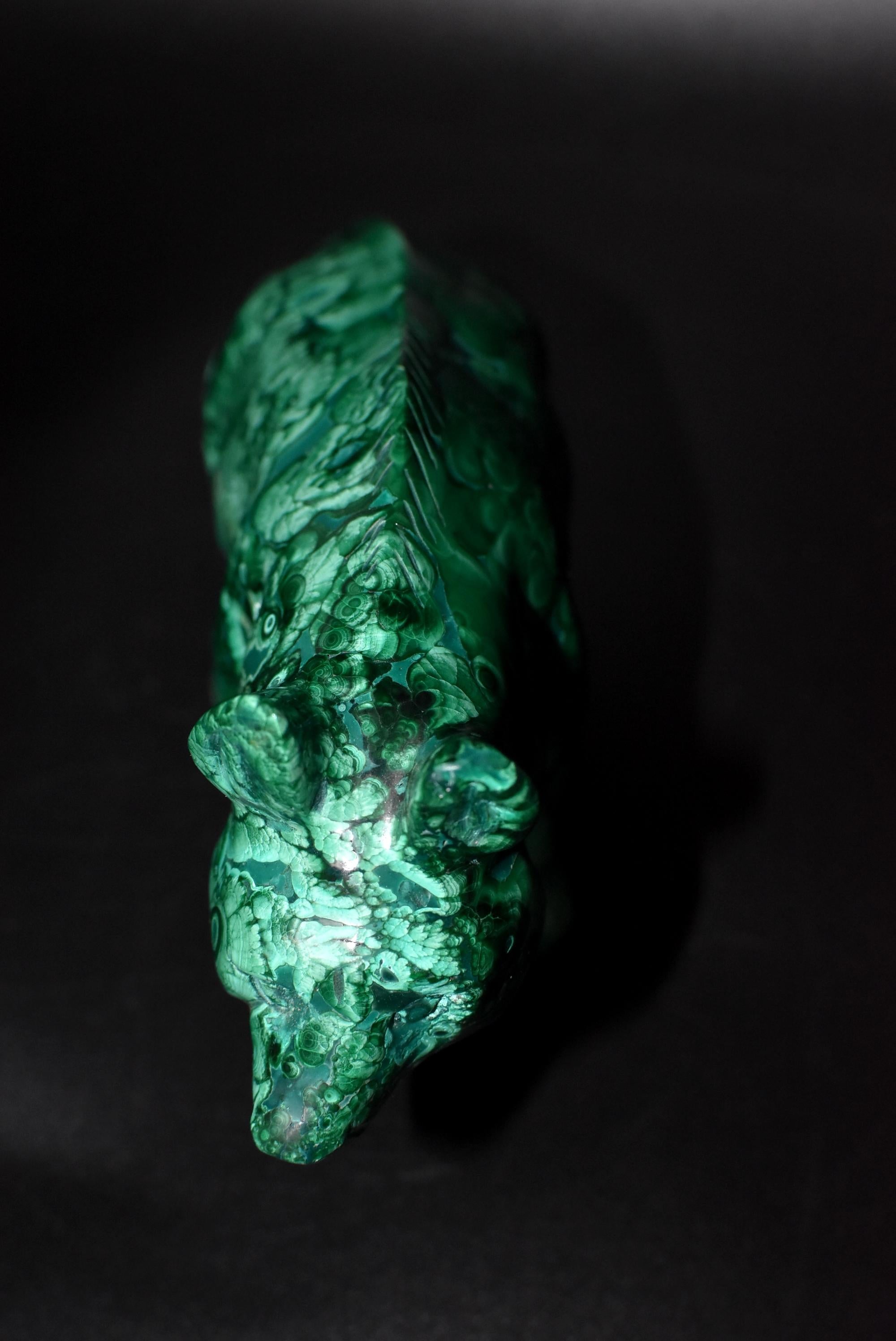 Malachite Bear Sculpture 2 Lb All Natural 1st Grade 1