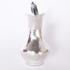 Malachite Bird on a Silver Plate Pitcher