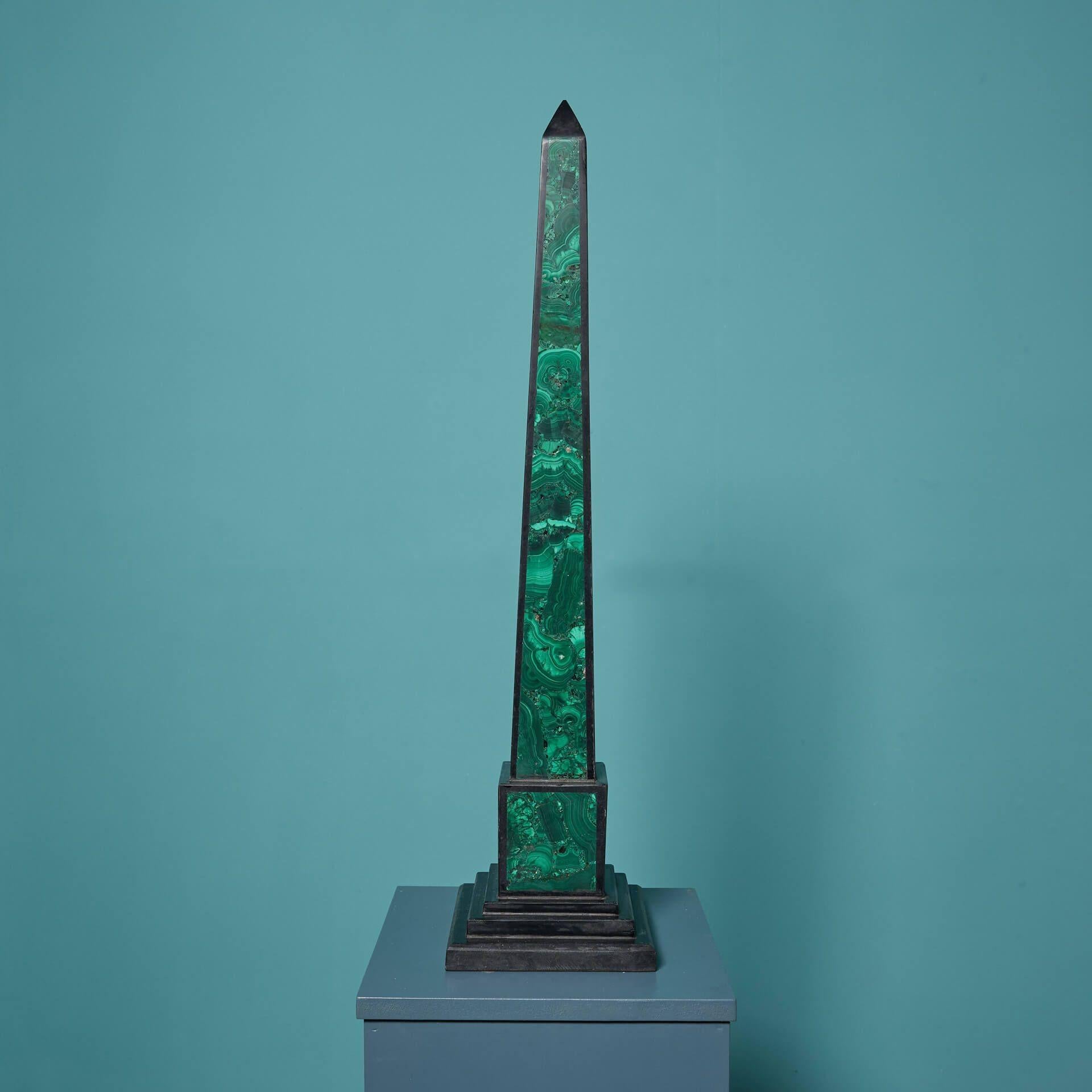 Malachite & Black Marble Obelisks In Fair Condition For Sale In Wormelow, Herefordshire