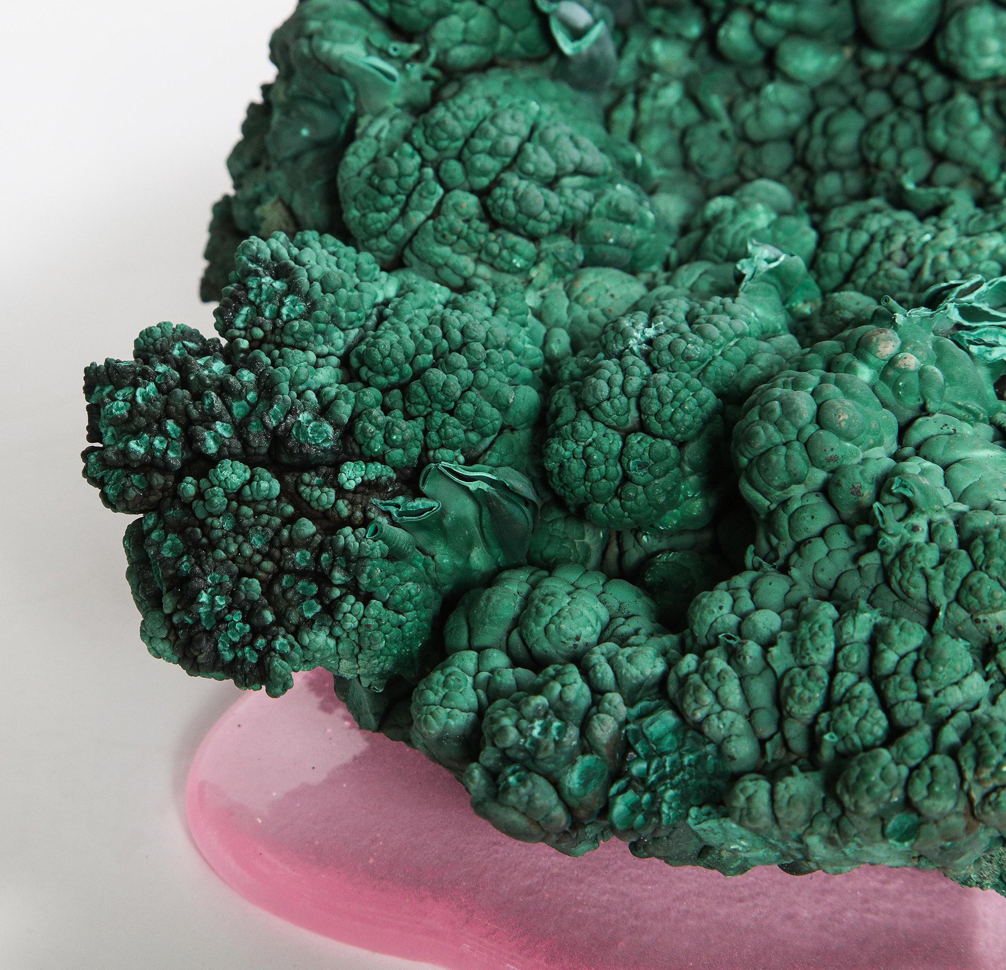 Malachite Botryoidal on Cast Glass Base by Studio Greytak For Sale 10