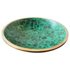 Malachite Bowl with Brass Rim