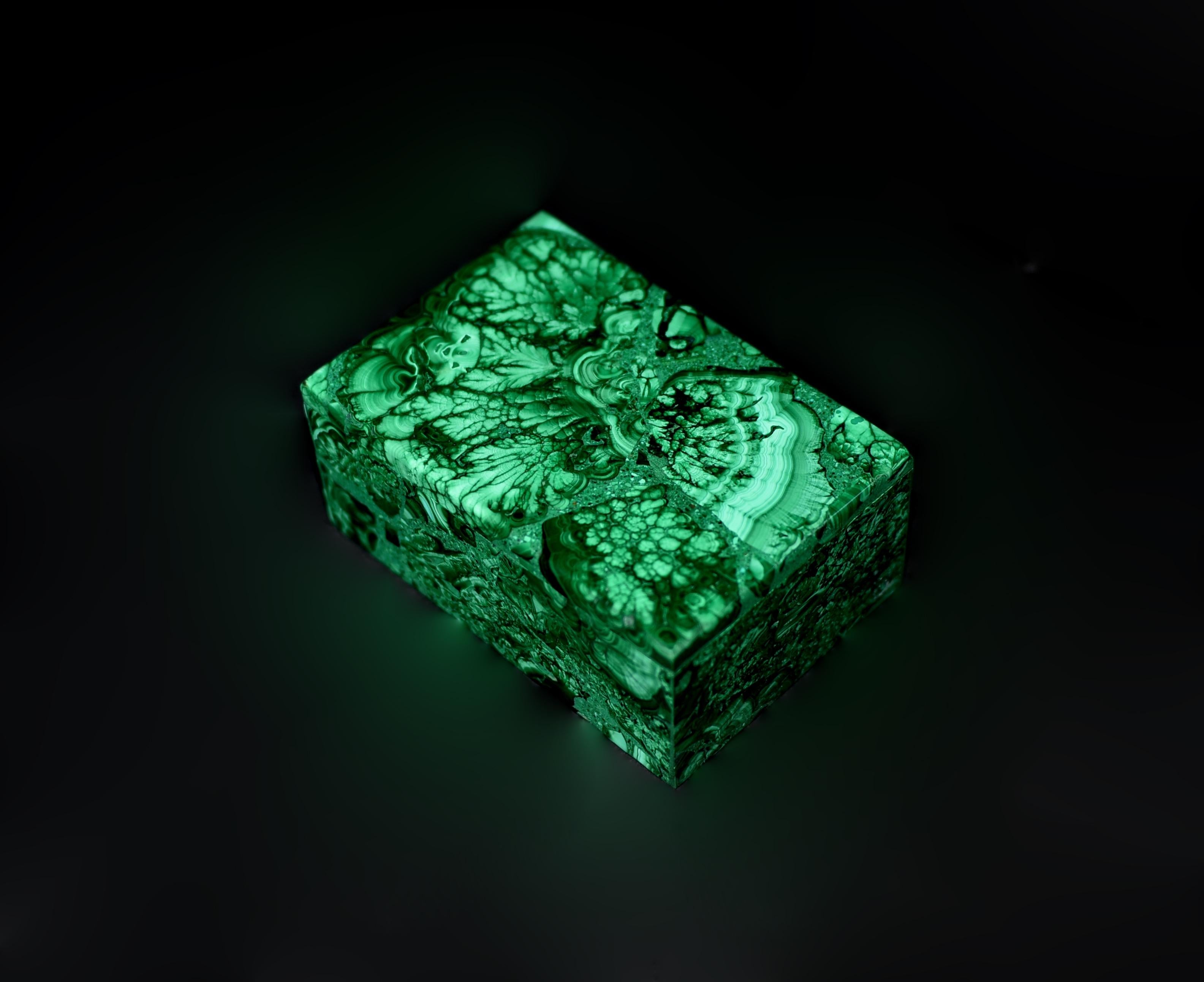 Malachite Box Gemstone Box Botanical Veins For Sale 6