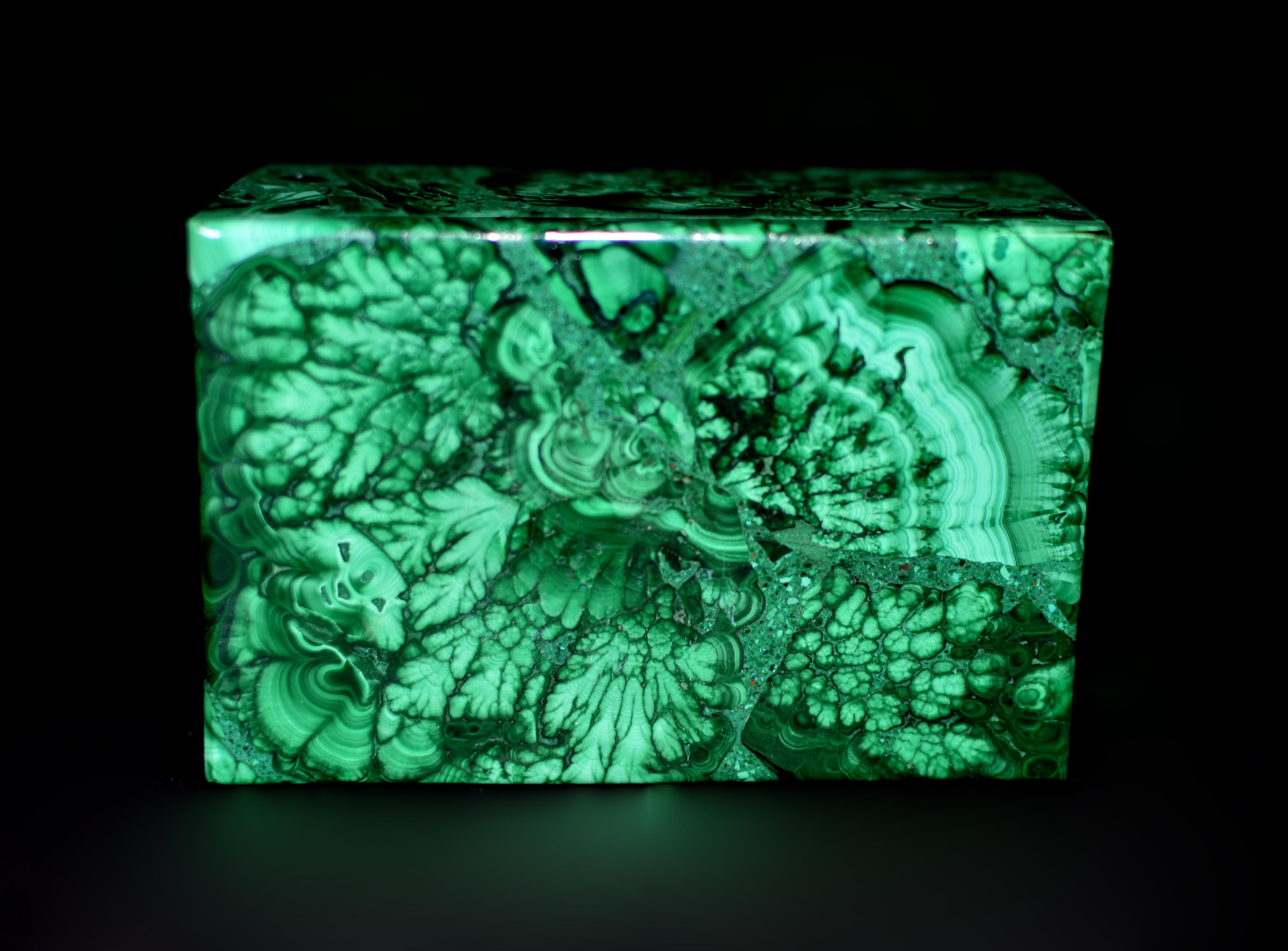 Malachite Box Gemstone Box Botanical Veins For Sale 2
