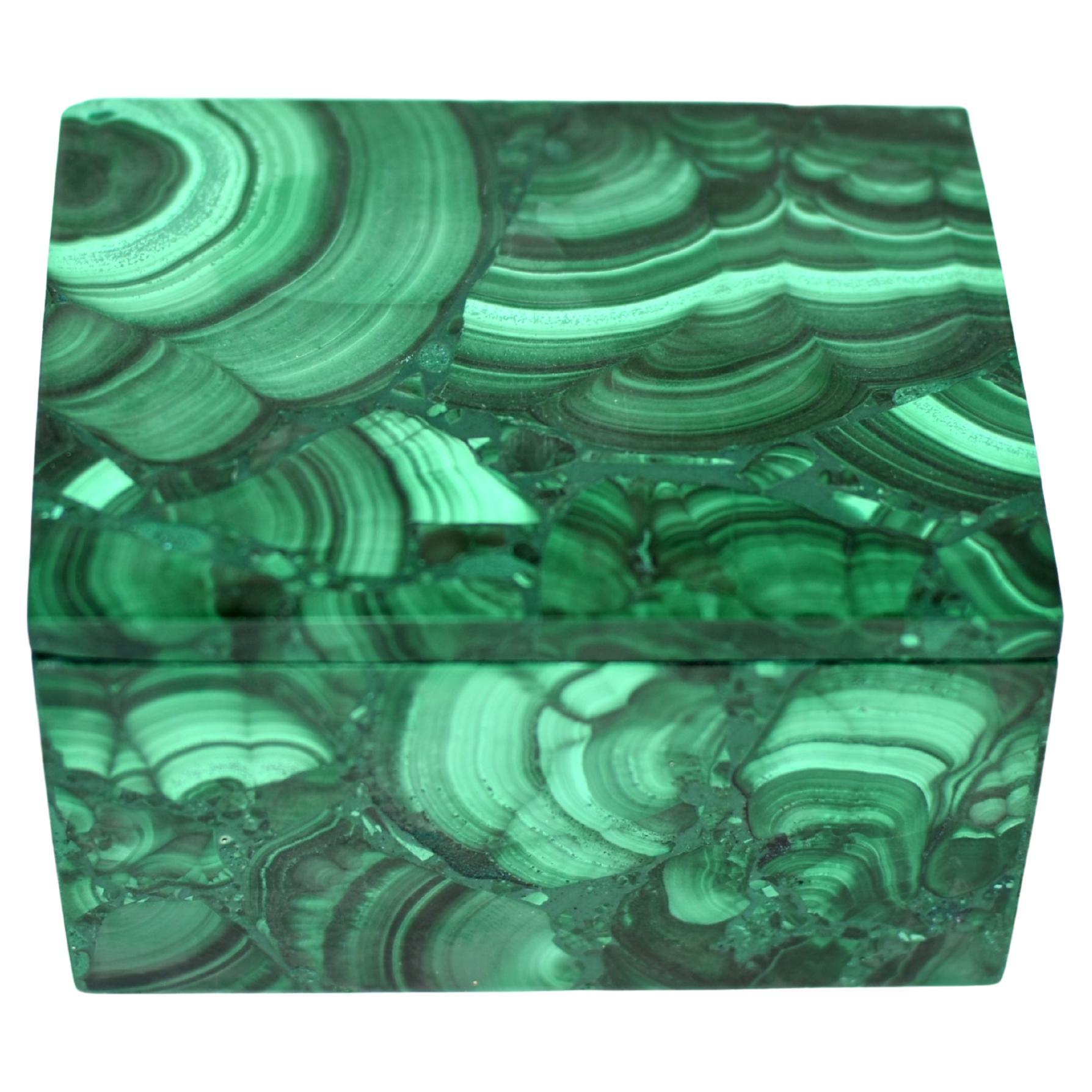 Caja de malaquita Caja de piedras preciosas 4" Big Ripple