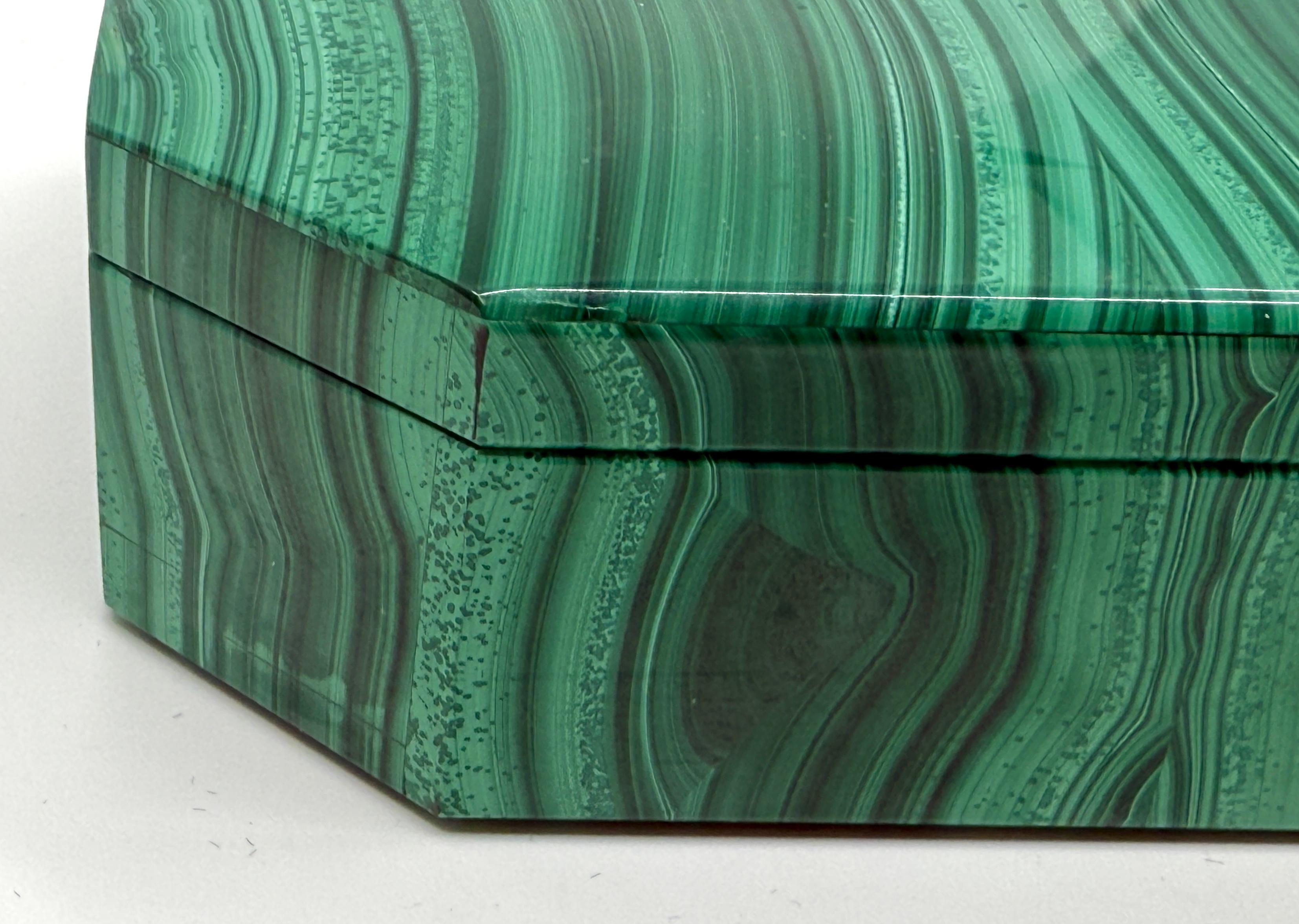 Hand-Crafted Malachite Box Marked Asprey For Sale