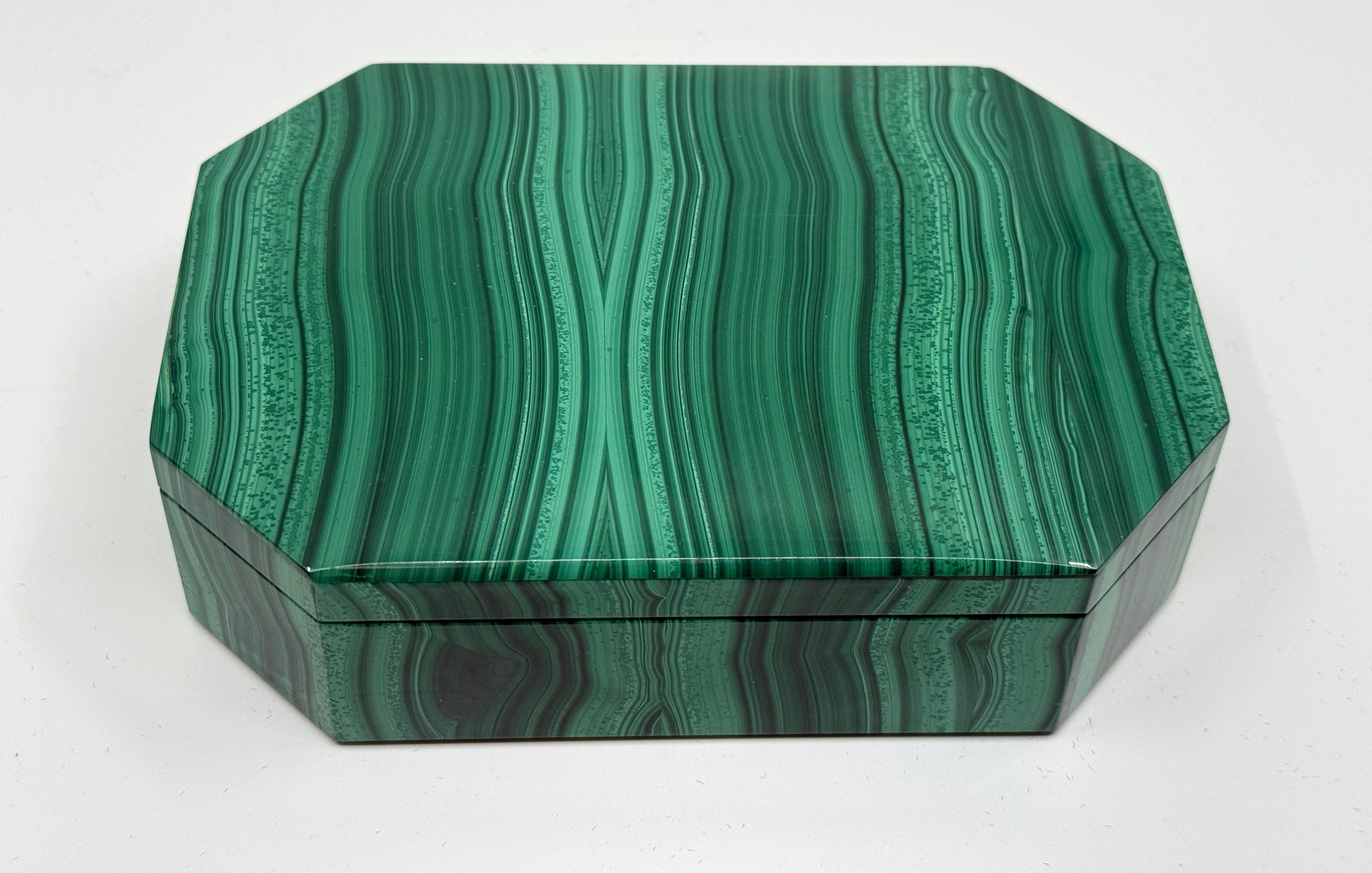 Malachite Box Marked Asprey In Good Condition For Sale In Palm Springs, CA