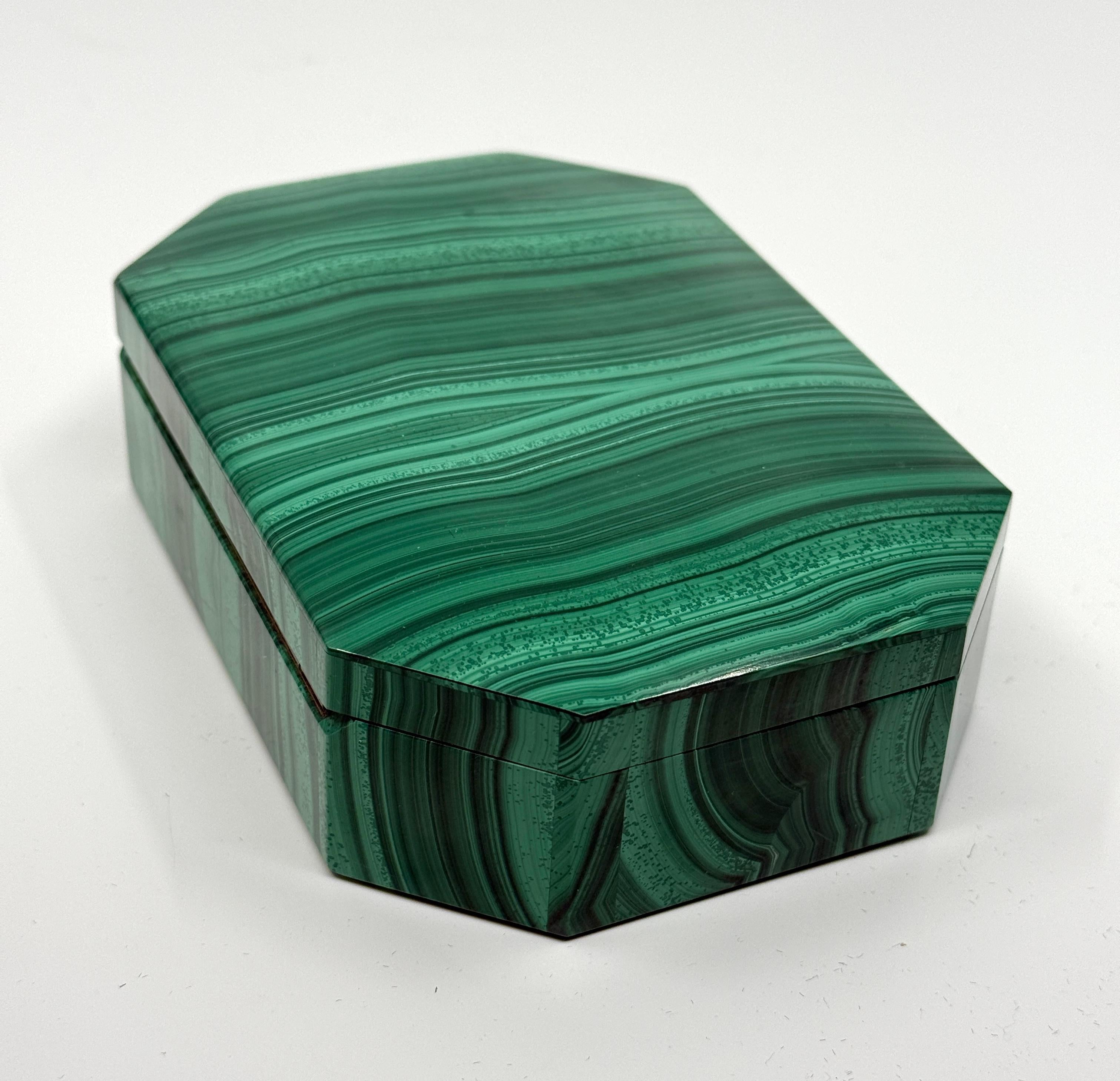 Malachite Box Marked Asprey For Sale 1
