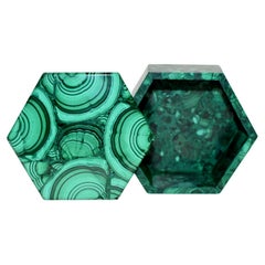 Caja de Malaquita Cola de Pavo Caja Hexagonal