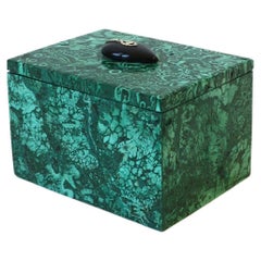 Malachite Box with Black Onyx and Sterling Silver Design