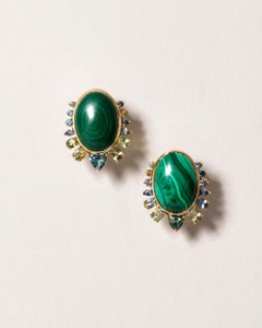 Mociun Malachite Cabochon Earrings
