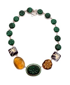 Malachite Cactus and Peyote Neclakce in 18K white gold