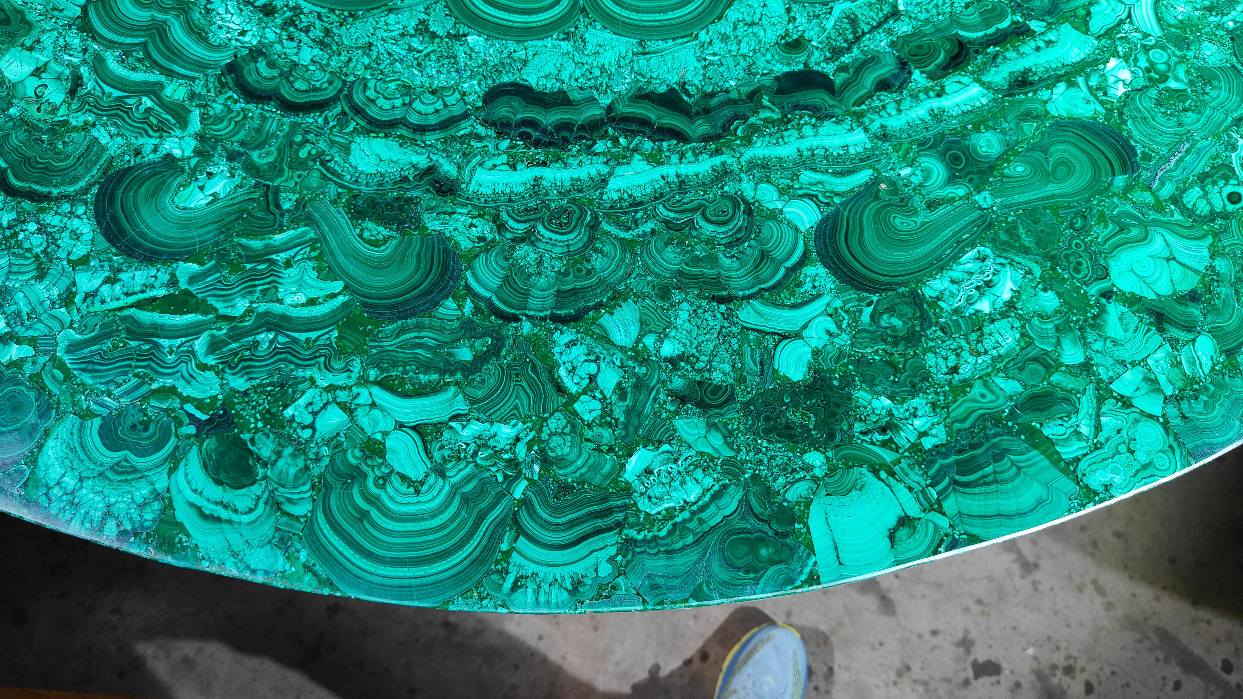 Malachite Cactus Table in the style of René Lalique, 1980s For Sale 8