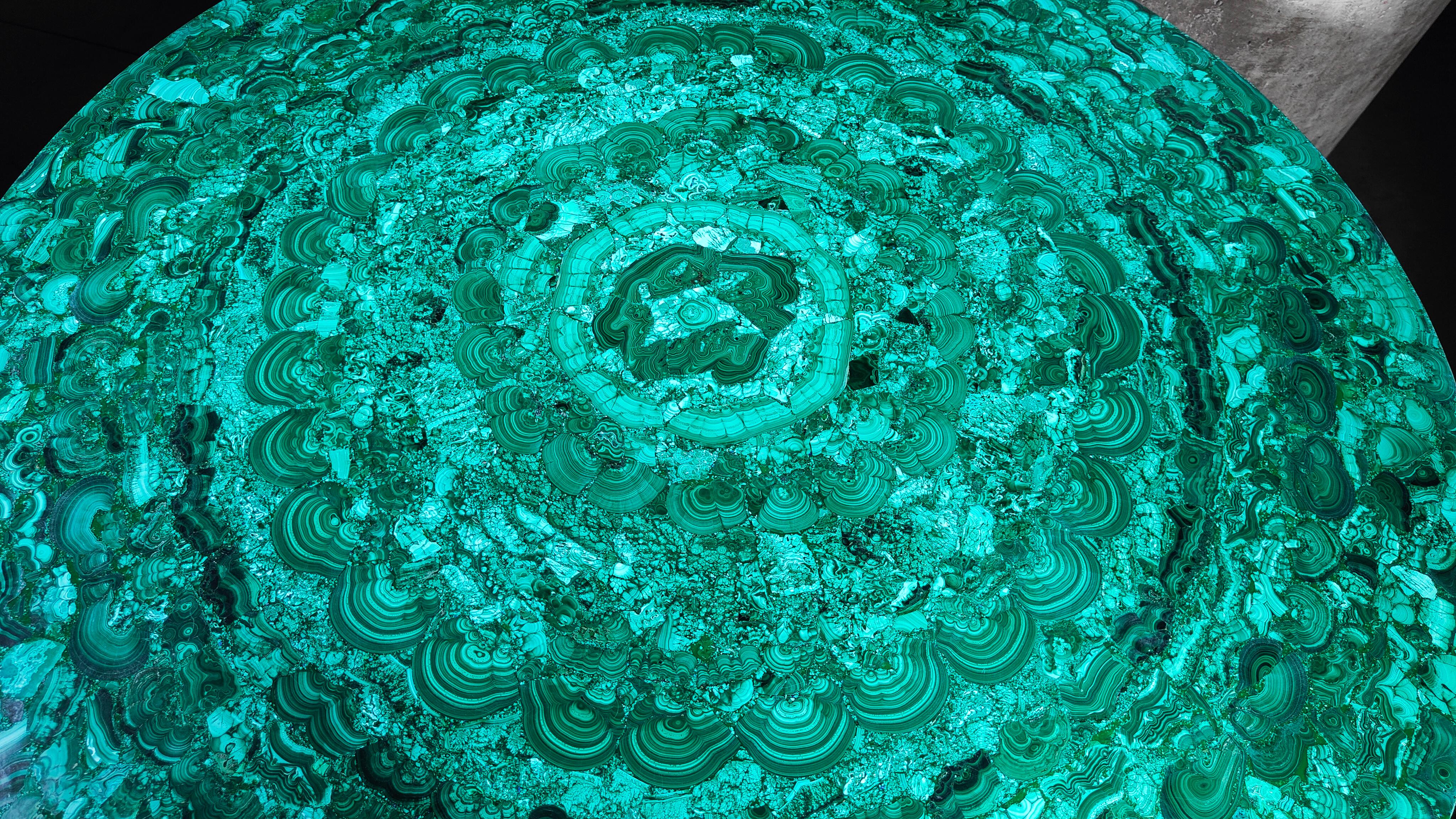 Malachite Cactus Table in the style of René Lalique, 1980s For Sale 9