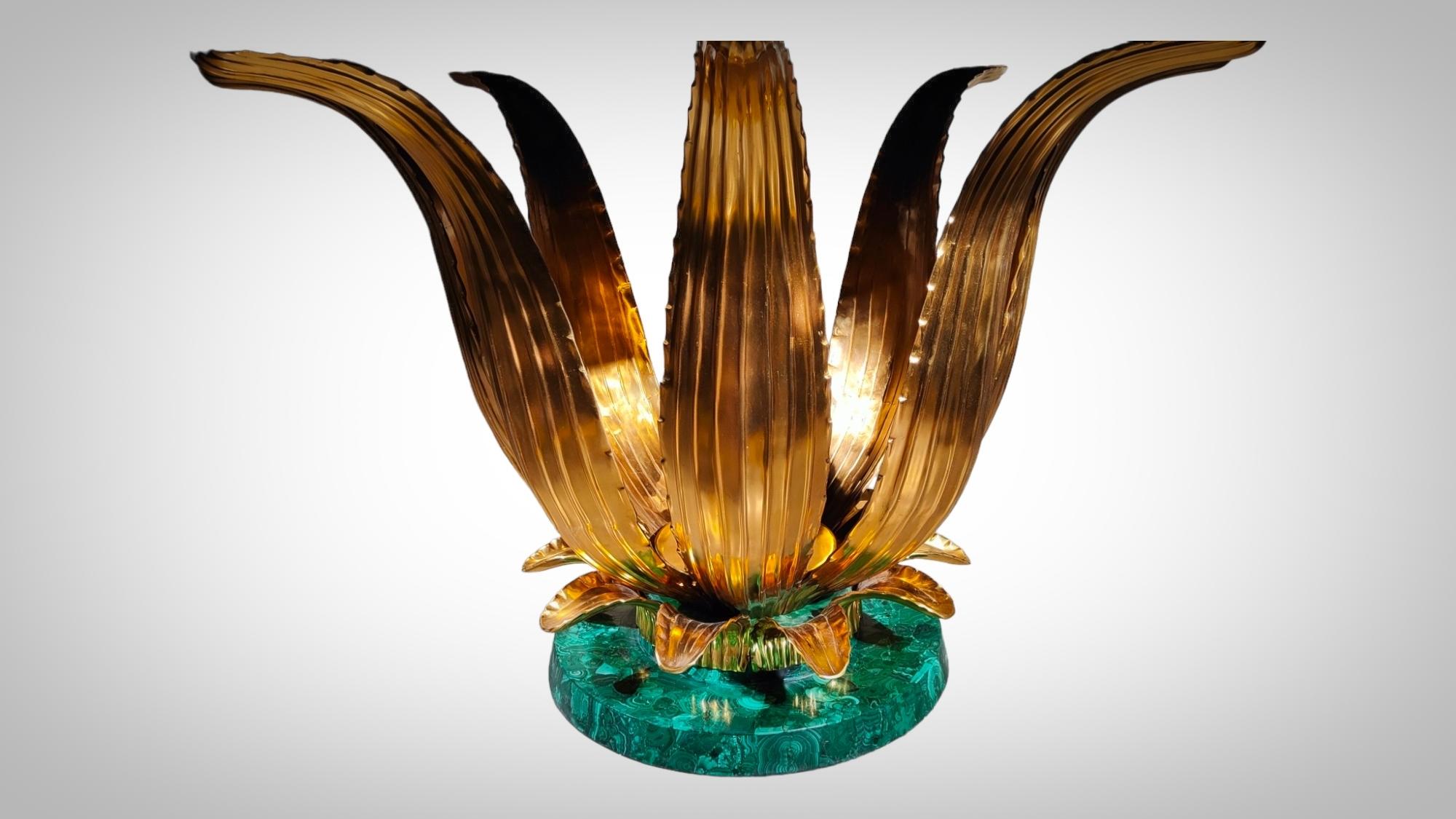 Malachite Cactus Table in the style of René Lalique, 1980s For Sale 2