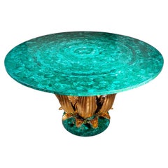 Tavolo con cactus in malachite nello stile di René Lalique, anni '80