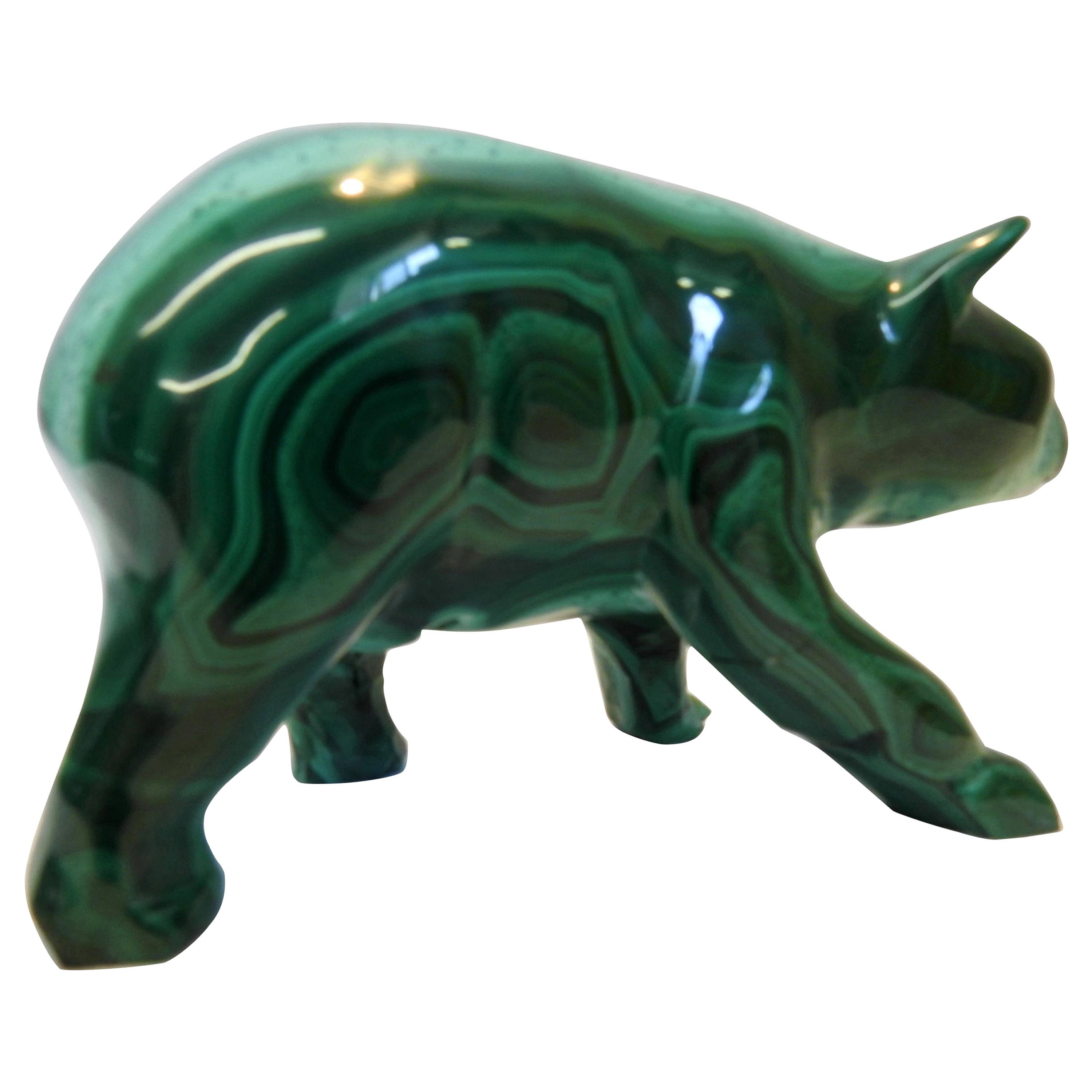 Malachite Carving in the Form of a Bear Midcentury For Sale