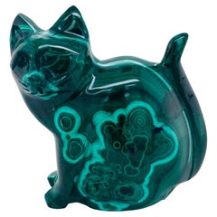 Malachite Cat Desk Ornament wth Natural Malachite Polished Well Weighs 71.1g