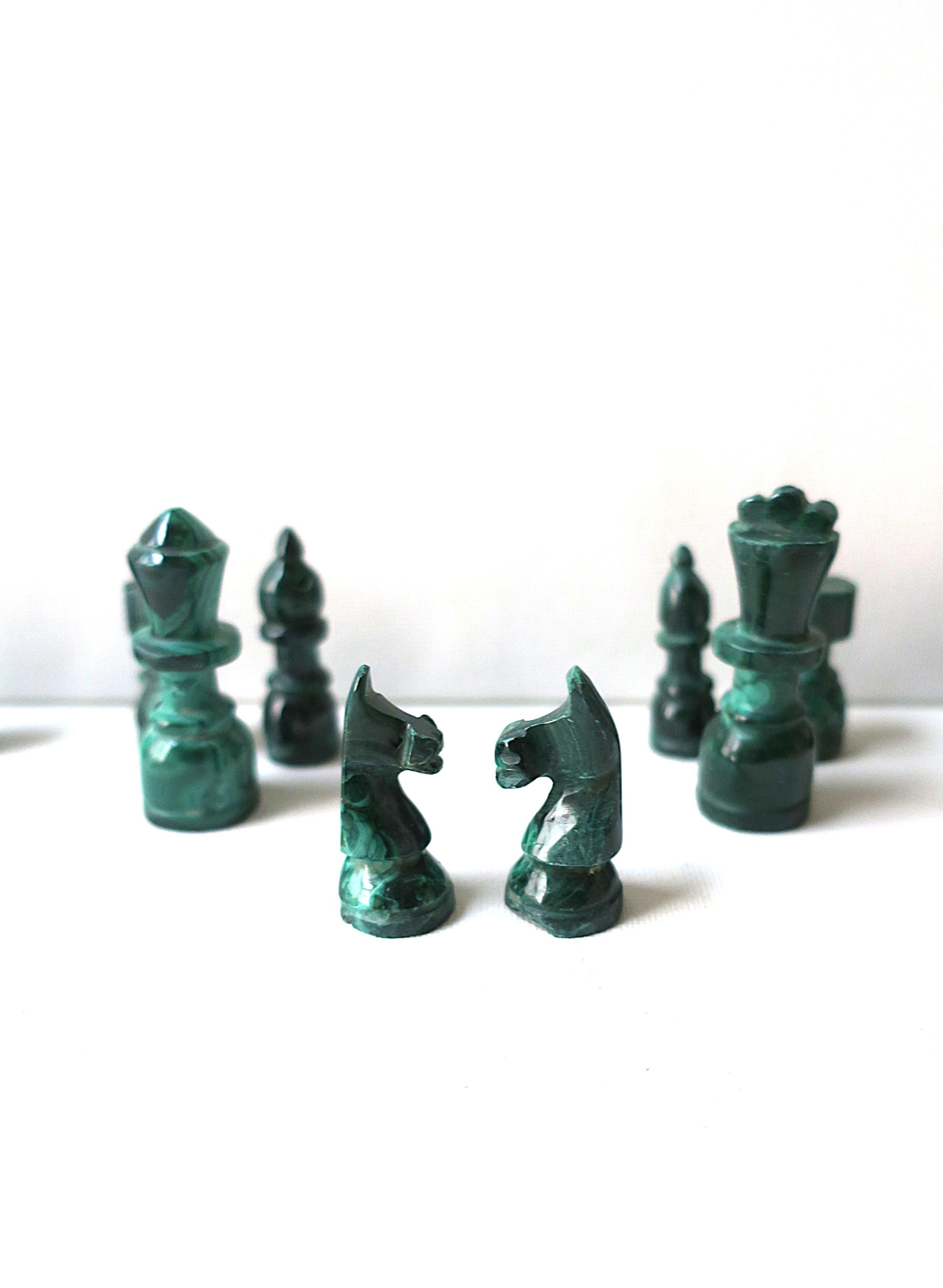 20th Century Malachite Chess Pieces For Sale