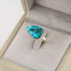 Bague en argent en malachite et chrysocolle