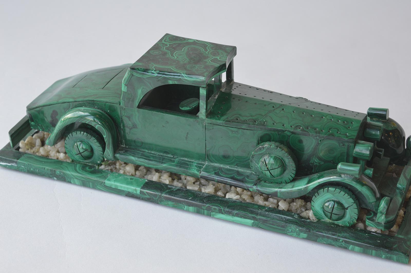 Classic car made of malachite.