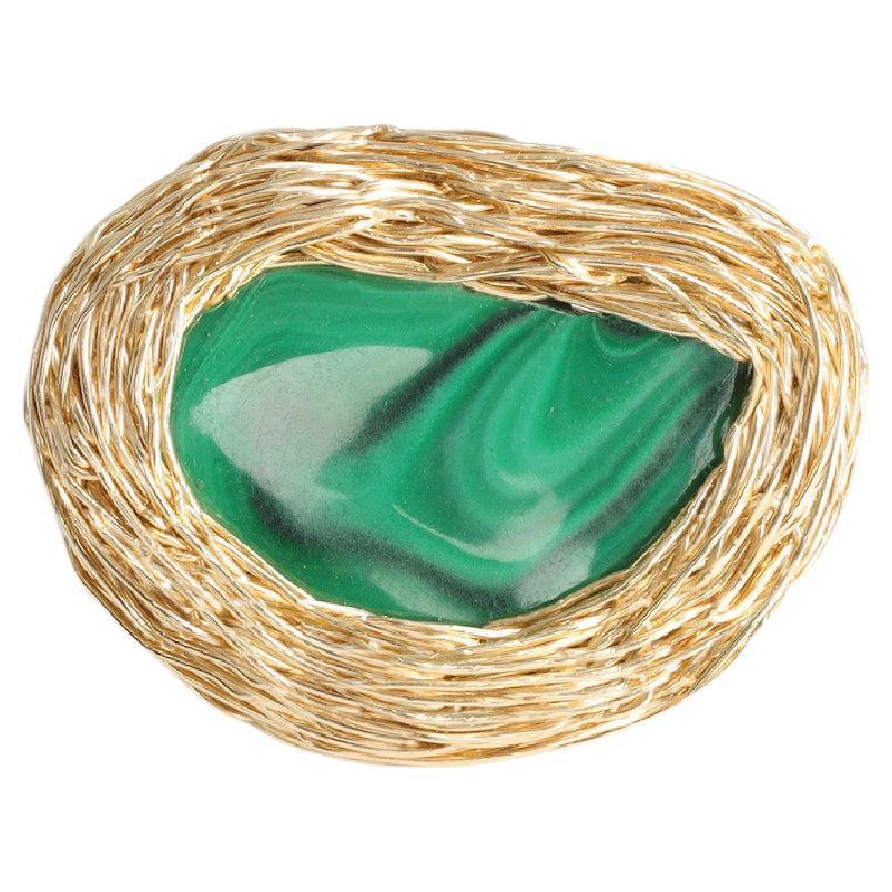 Malachite Cocktail Ring created in 14 K in Yellow Gold F. by the Artist For Sale