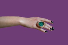 Malachite Cocktail Statement Ring 14 K in Yellow Gold F. by the Artist