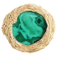Malachite Cocktail Statement Ring 14 K in Yellow Gold F. by the Artist