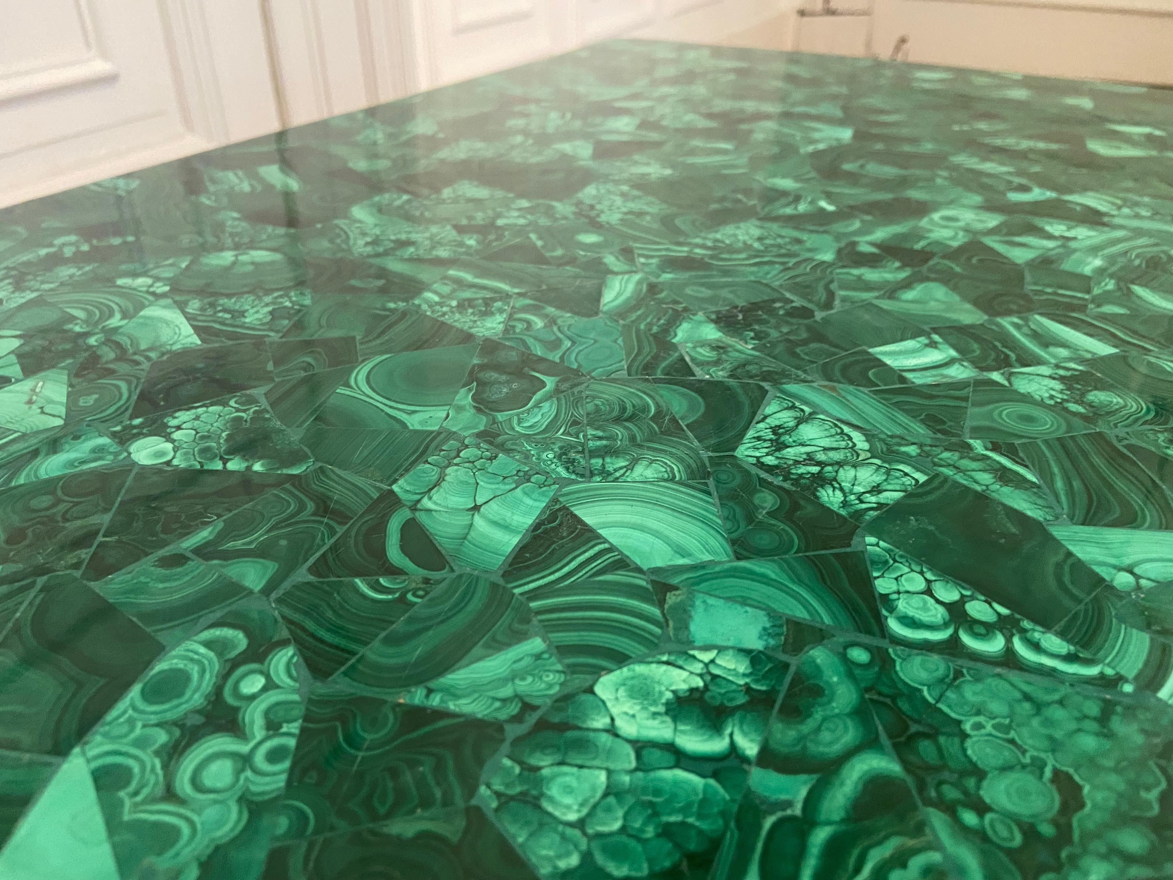 Malachite Coffee Table Produced in the 70s, Good Vintage Condition For Sale 5