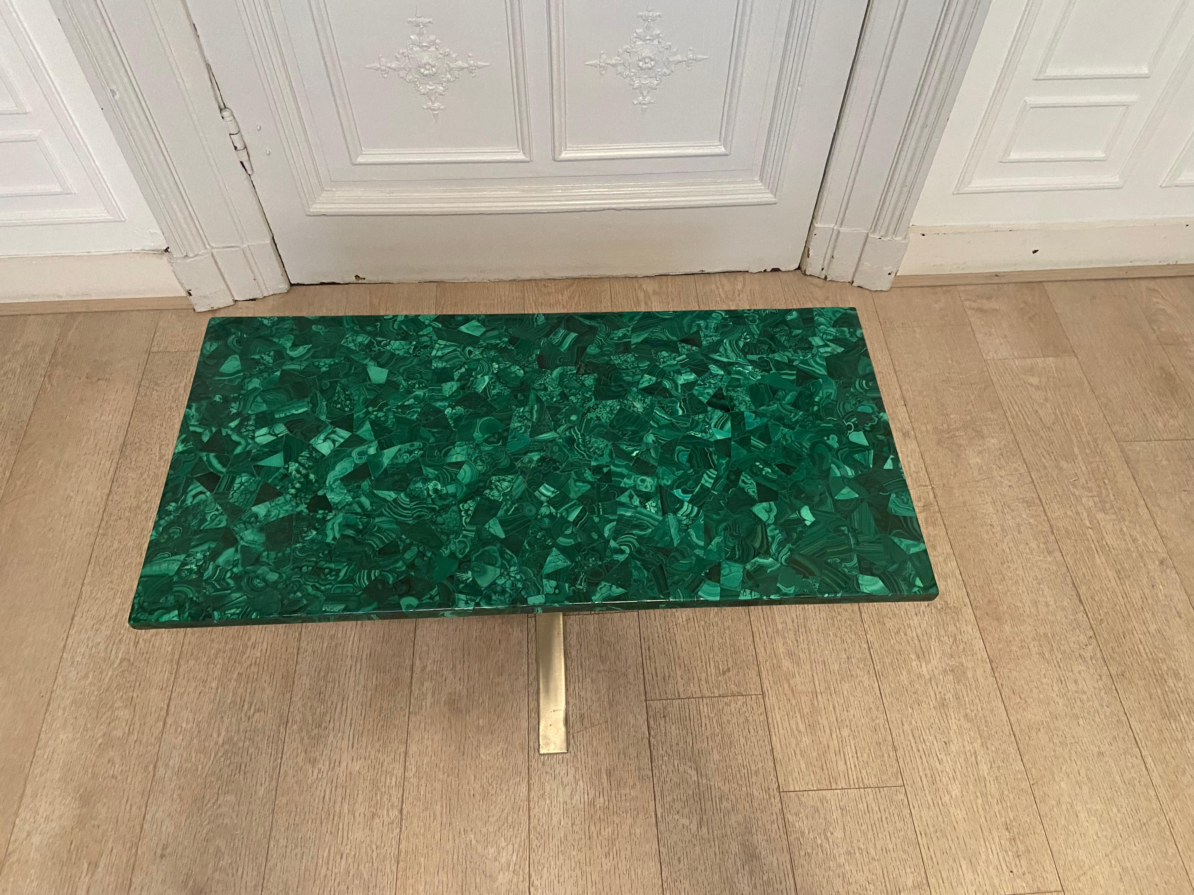 Malachite Coffee Table Produced in the 70s, Good Vintage Condition In Good Condition For Sale In Brussels , BE