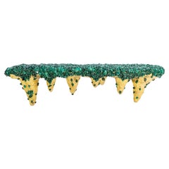 Vintage Malachite console decorated with stalactites. Contemporary work.