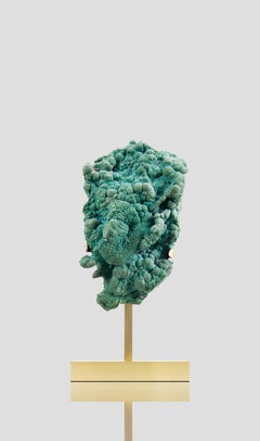 Malachite Crystal in Brass Stand
