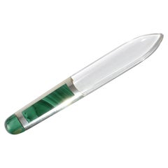 Vintage Malachite Crystal Letter Opener