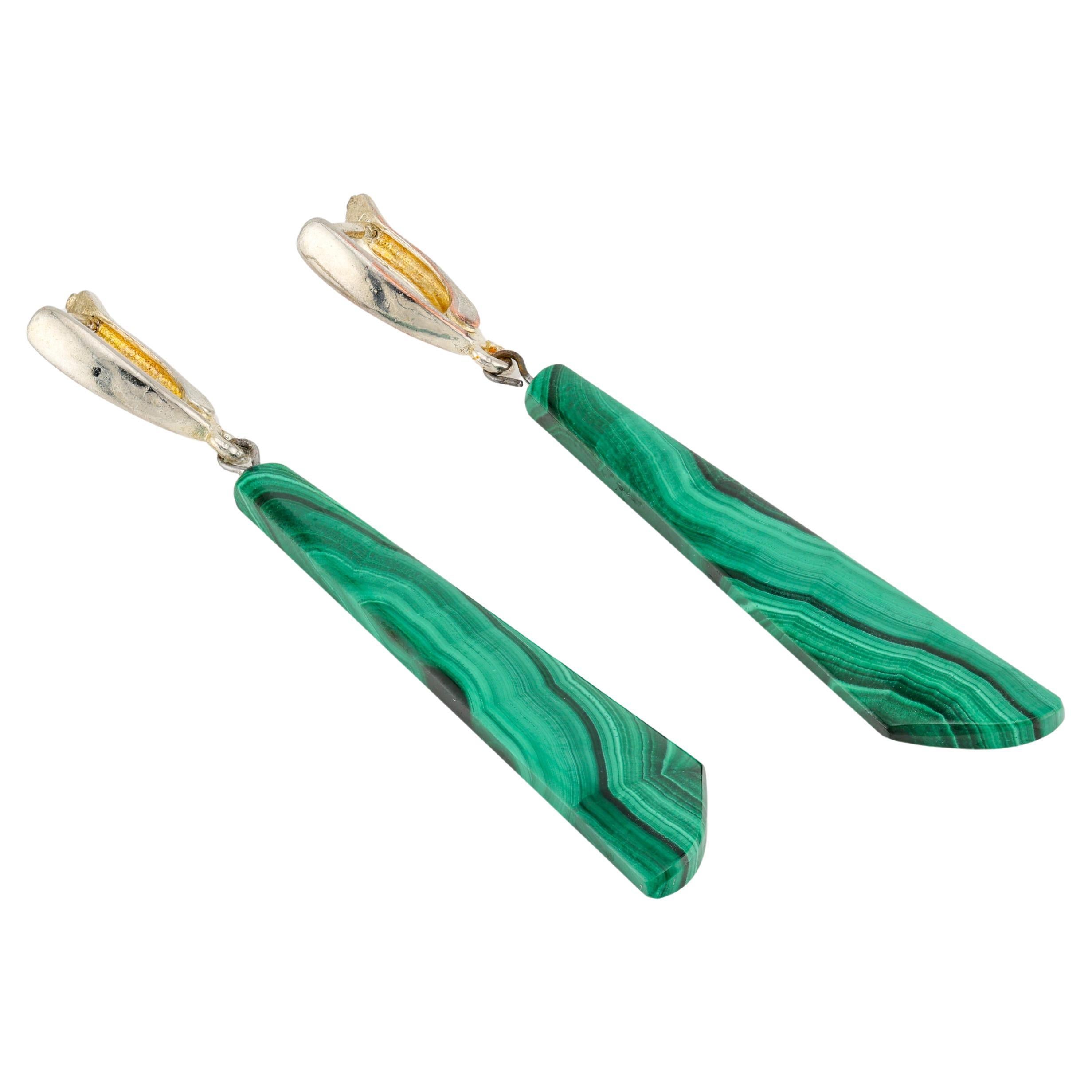 Orecchini pendenti in malachite