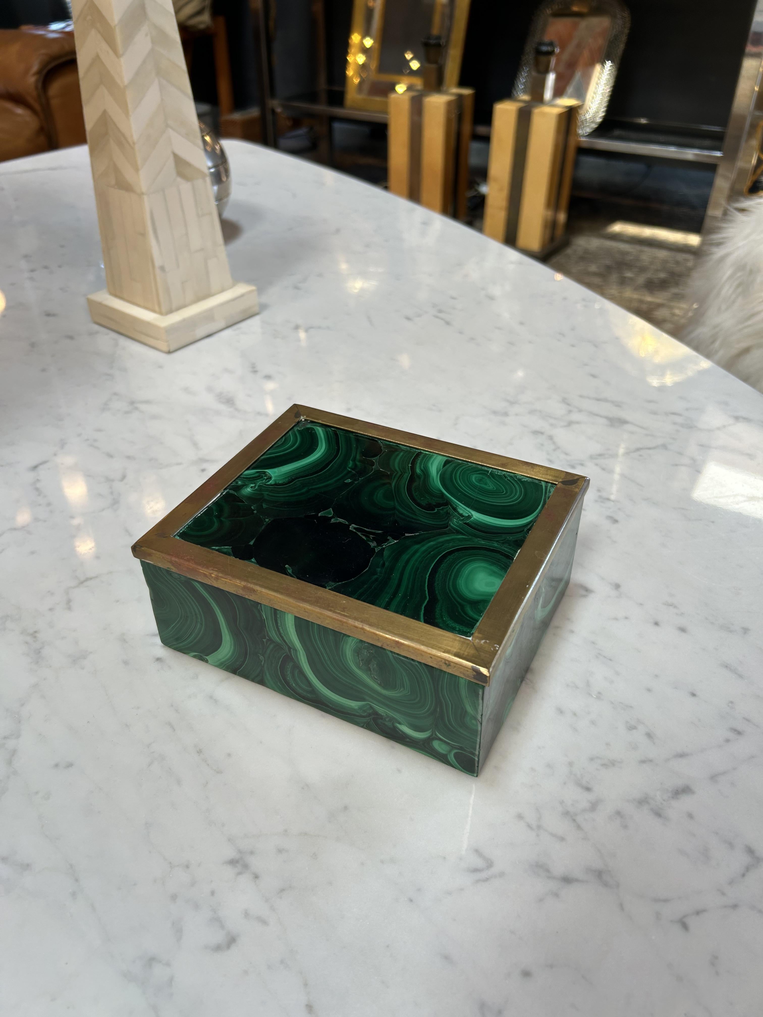 Caja decorativa de malaquita años 70 Italiano en venta