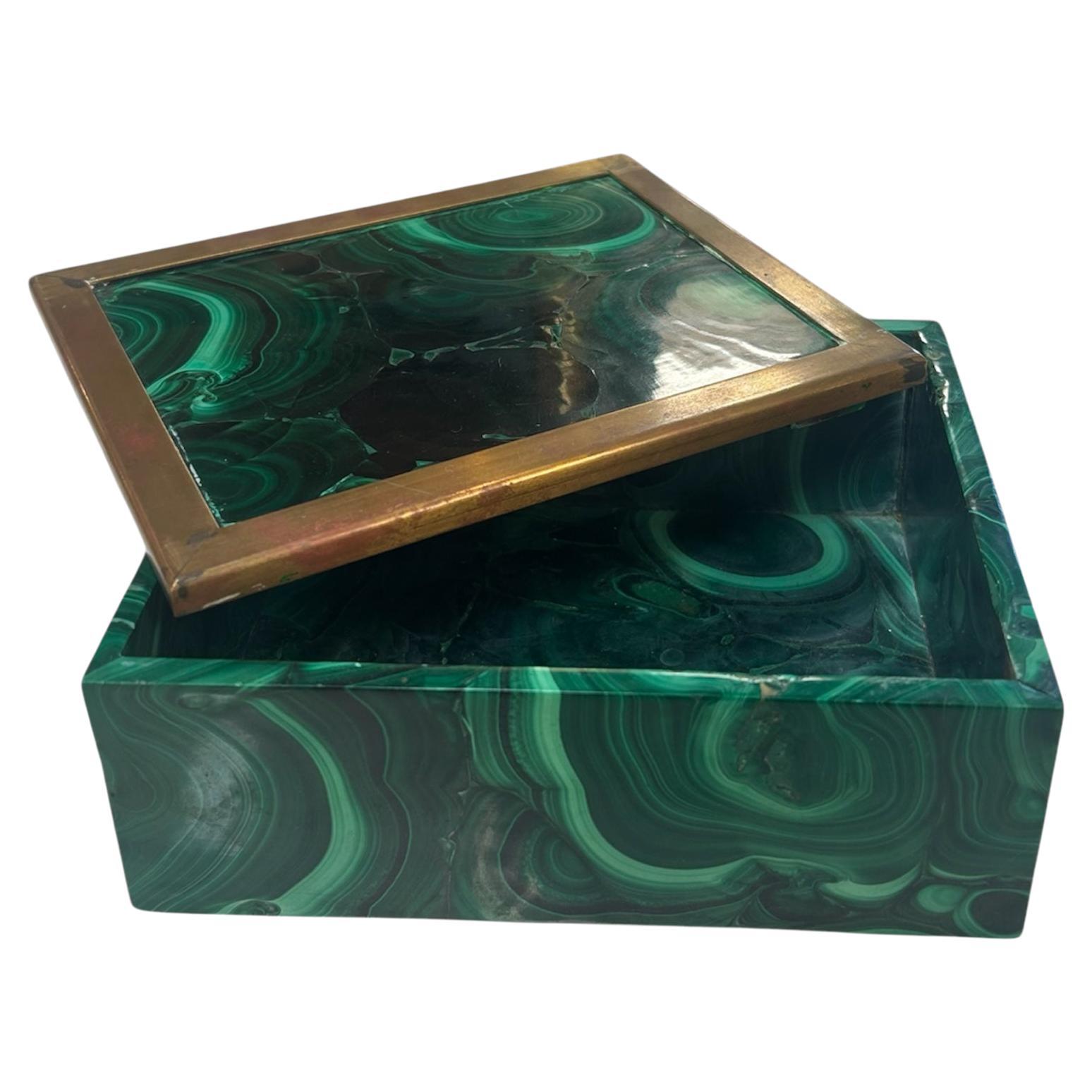 Caja decorativa de malaquita años 70