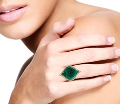 Malachite Diamond 14 Karat Cocktail Ring