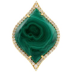 Malachit-Diamant 14 Karat Cocktail-Ring