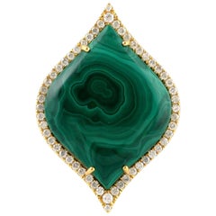 Malachite Diamond 14 Karat Cocktail Ring