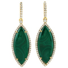 Malachite Diamond 18 Karat Gold Earrings
