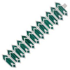 Bracciale in malachite, diamanti e oro bianco