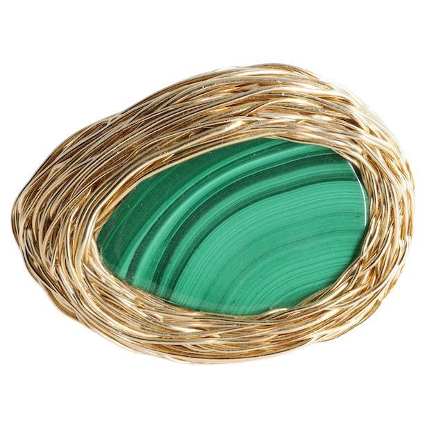 Malachite Drop Shaped Embrace Cocktail Ring in 14 K Yellow Gold F. by the Artist For Sale