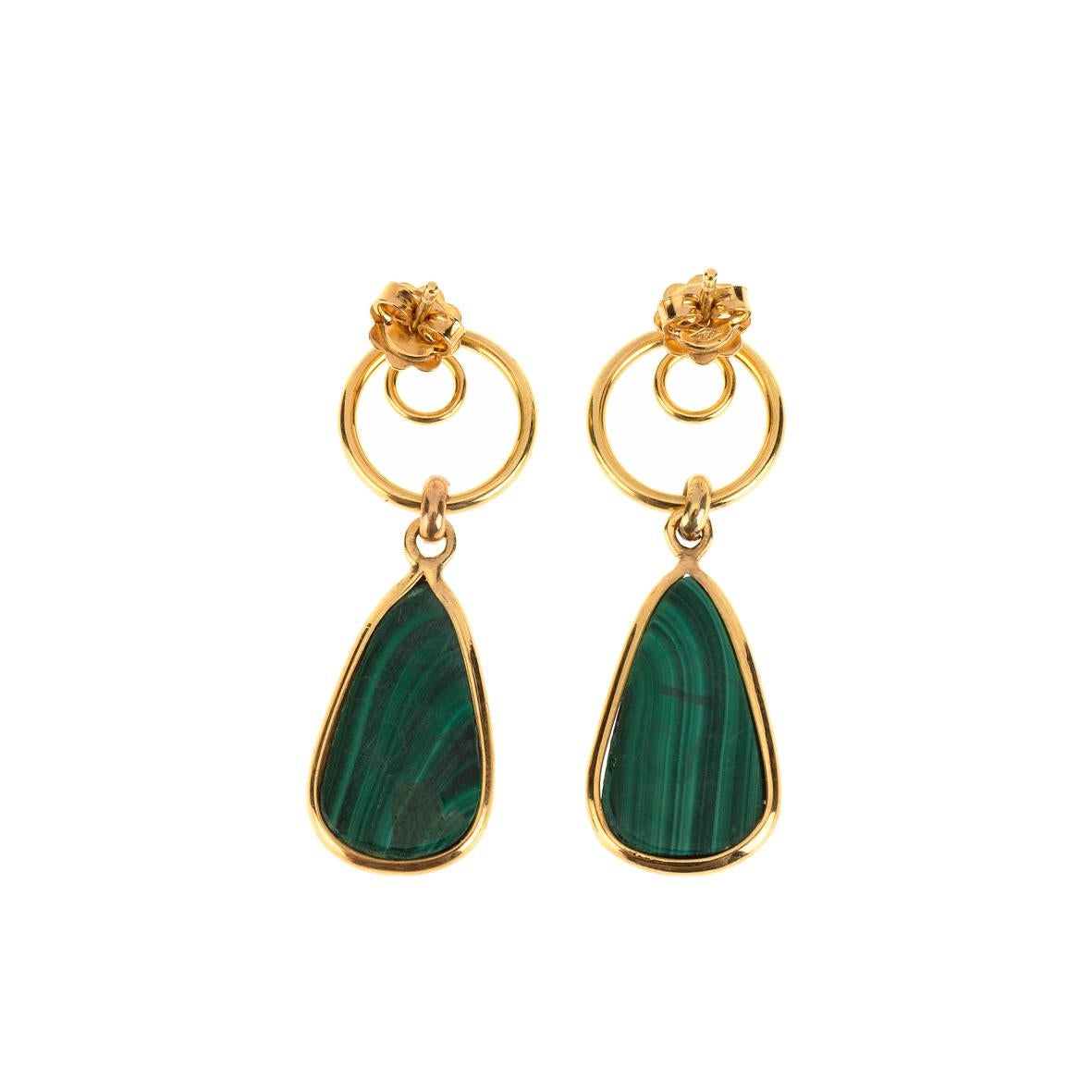 malachite gold earrings
