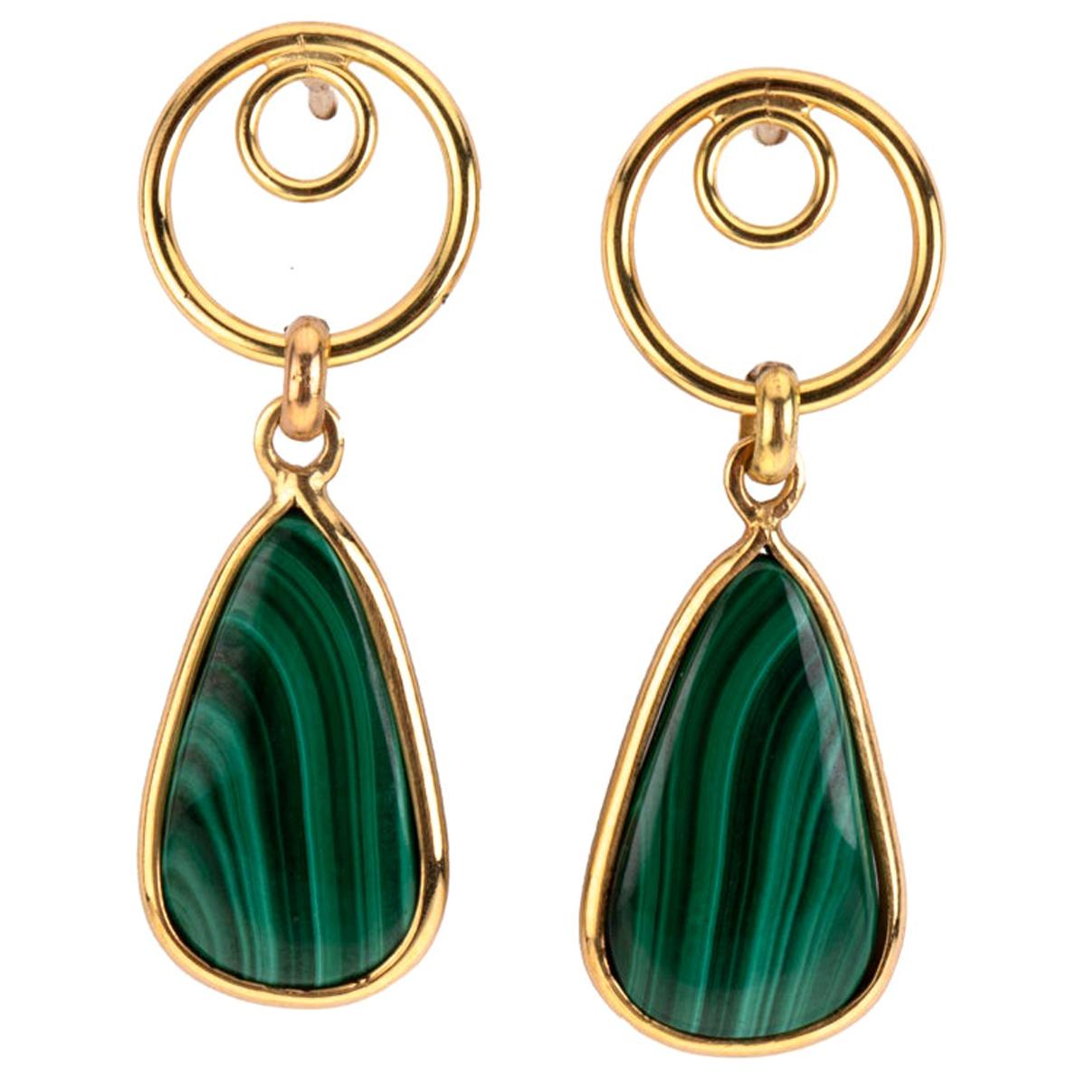 FRIVOLE GOLD FLOWER MALACHITE EARRINGS main image 1
