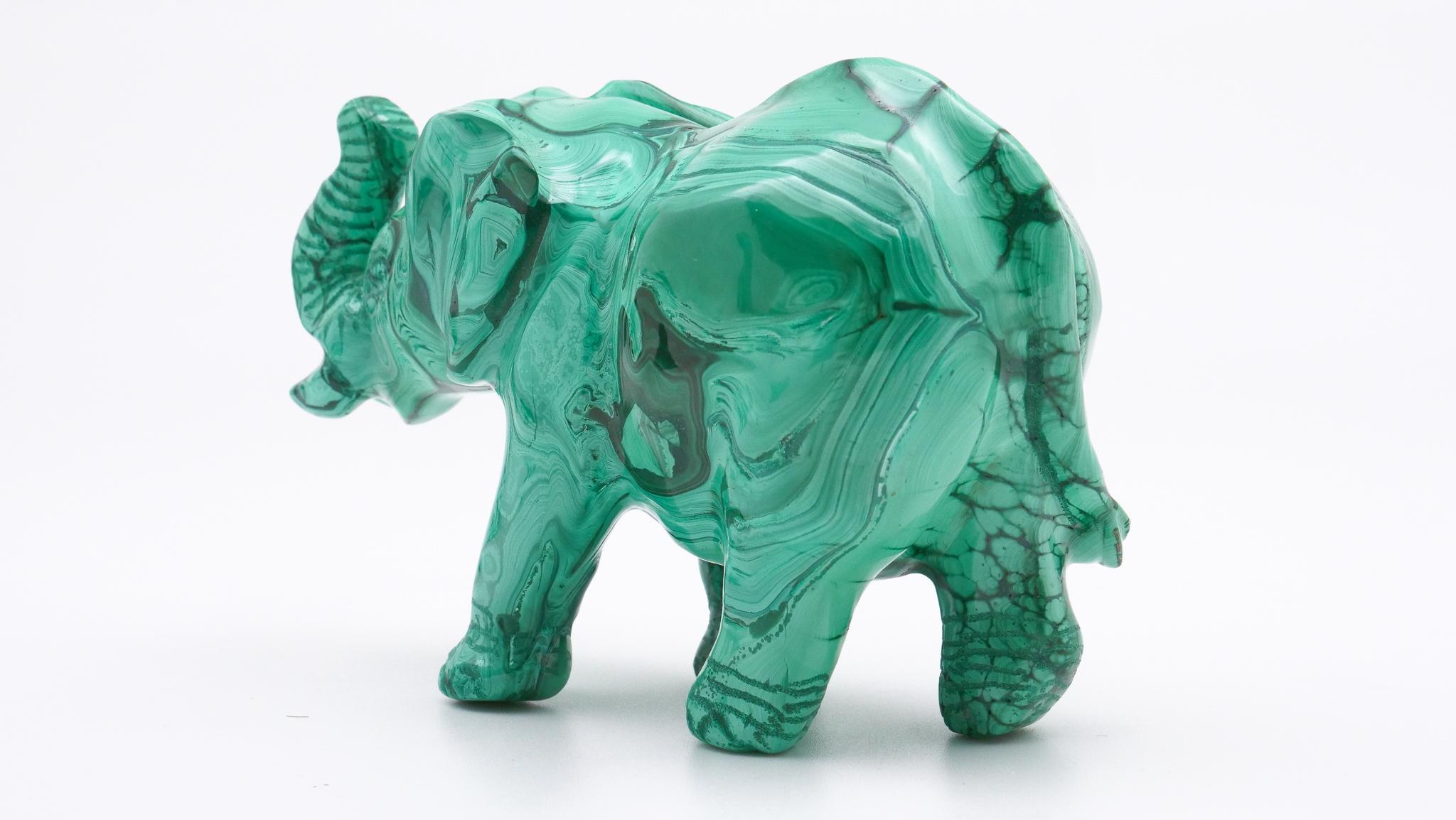 The malachite for this carving was sourced from the Congo where the finest quality of this mineral is currently found. Malachite from the 18th- 19th century was also sourced from Russia. Carvings, such as this, were typically brought back from